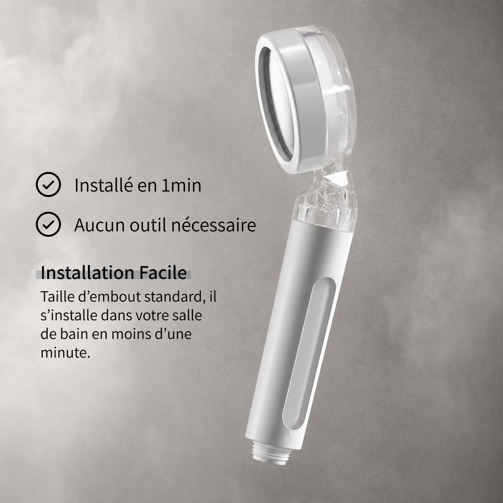 Le pommeau de douche Yunso s'installe rapidement et est compatible avec toutes les douches.